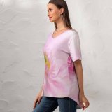 yanfind V Neck T-shirt for Women Flowers Flower Blossom Summer Top  Short Sleeve Casual Loose