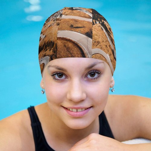 yanfind Swimming Cap Autumn Mountains Landscape Road Aerial Forest Italy Elastic,suitable for long and short hair
