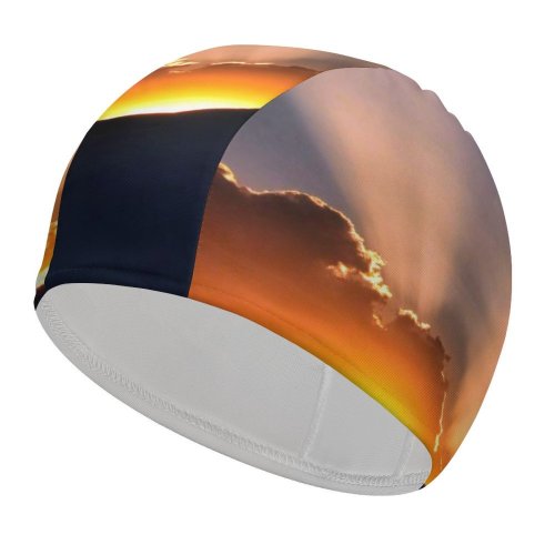 yanfind Swimming Cap Sunset Hills  Rays Clouds Elastic,suitable for long and short hair