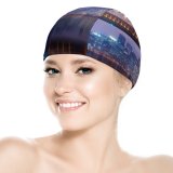 yanfind Swimming Cap GoMustang Bay   Francisco–Oakland Bay  Night City Lights Urban Elastic,suitable for long and short hair