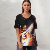 yanfind V Neck T-shirt for Women XioxGraphix Games Battlefield Fan Art Concept Summer Top  Short Sleeve Casual Loose