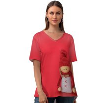yanfind V Neck T-shirt for Women Bruno Glätsch Cute Figures Christmas Decoration Closeup Art Crafts Beautiful Doll Summer Top  Short Sleeve Casual Loose
