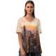 yanfind V Neck T-shirt for Women Chicago Cityscape Skyscrapers Dawn Sunset City Lights Illinois USA Summer Top  Short Sleeve Casual Loose
