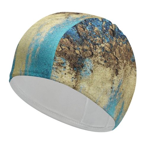 yanfind Swimming Cap Sand Art Colorful  Golden Elastic,suitable for long and short hair