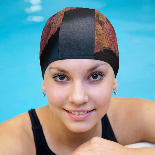 yanfind Swimming Cap Aaron Burden Colorful Forest Trees Aerial Lake River Scenic Elastic,suitable for long and short hair