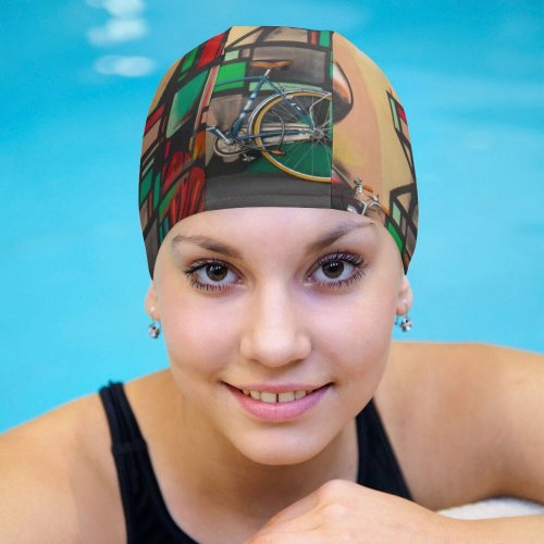 yanfind Swimming Cap Modernart  Streetart Wallpapers Modernphotography Free Bike  Grafitti Art Pictures Street Elastic,suitable for long and short hair