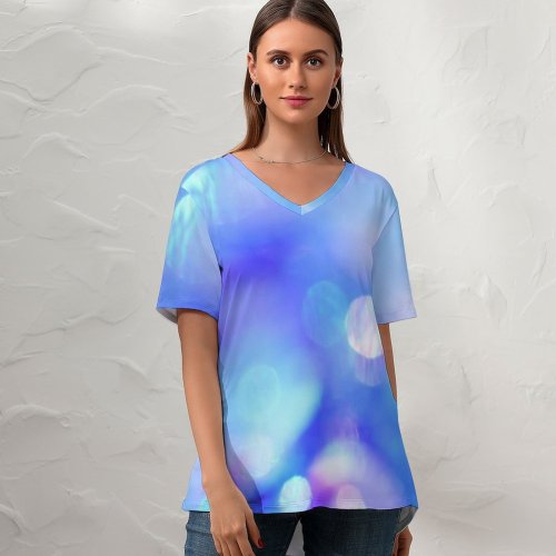 yanfind V Neck T-shirt for Women Glitter HQ Texture Colour Wallpapers Floating Ogden Supernatural Mystical Free States Summer Top  Short Sleeve Casual Loose