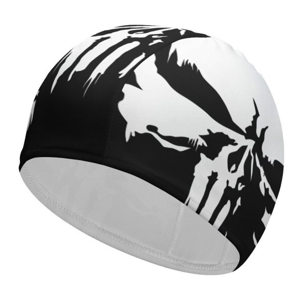yanfind Swimming Cap TheGoldenBox Dark Minimal Punisher Marvel Comics Skull Elastic,suitable for long and short hair