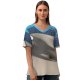 yanfind V Neck T-shirt for Women Mesquite Sand Dunes Death Valley National Park Mountain Range Sky California Desert Summer Top  Short Sleeve Casual Loose