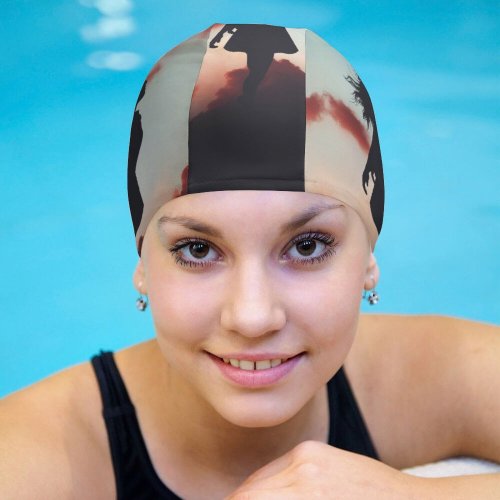 yanfind Swimming Cap Luizclas Girl Mood Silhouette Evening Sky Elastic,suitable for long and short hair
