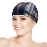 yanfind Swimming Cap GoMustang Qingdao China Night Cityscape City Lights Reflections Elastic,suitable for long and short hair