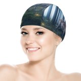 yanfind Swimming Cap Oliver Henze Fantasy Hirsch Wild Woods Forest Tall Trees Foggy Elastic,suitable for long and short hair