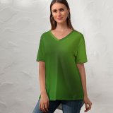 yanfind V Neck T-shirt for Women Kingfisher Branch Summer Top  Short Sleeve Casual Loose