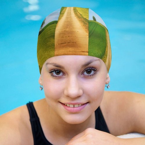 yanfind Swimming Cap Johannes Plenio Landscape Path Countryside Daytime Summer Elastic,suitable for long and short hair