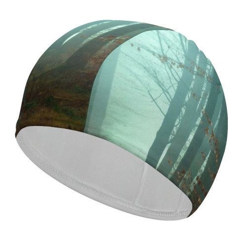 yanfind Swimming Cap Johannes Plenio Forest Fall Autumn Foggy Morning Atmosphere Mist Elastic,suitable for long and short hair