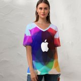 yanfind V Neck T-shirt for Women Technology WWDC Colorful Gradient Summer Top  Short Sleeve Casual Loose
