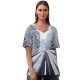 yanfind V Neck T-shirt for Women Sven Muller Winter Road Forest Snow Covered Trees Summer Top  Short Sleeve Casual Loose