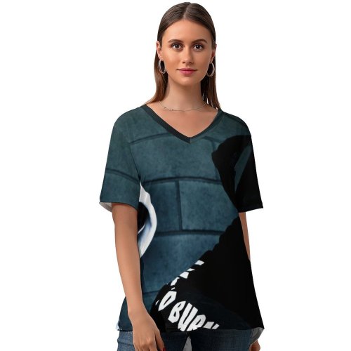 yanfind V Neck T-shirt for Women Chaozzy Lin Persons Sweatshirt Anonymous Hoodie Summer Top  Short Sleeve Casual Loose