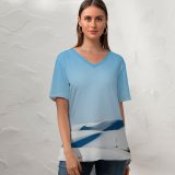yanfind V Neck T-shirt for Women Paul Kurlak Sands National Monument Desert Landscape Mexico Summer Top  Short Sleeve Casual Loose