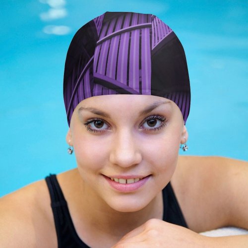 yanfind Swimming Cap Vitalik Vynarchyk Architecture  Contemporary Purple Building Clear Sky Elastic,suitable for long and short hair