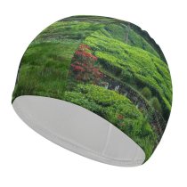 yanfind Swimming Cap Tea Estate Hill Station Greenery Western Ghats Plantation Landscape Scenery Elastic,suitable for long and short hair