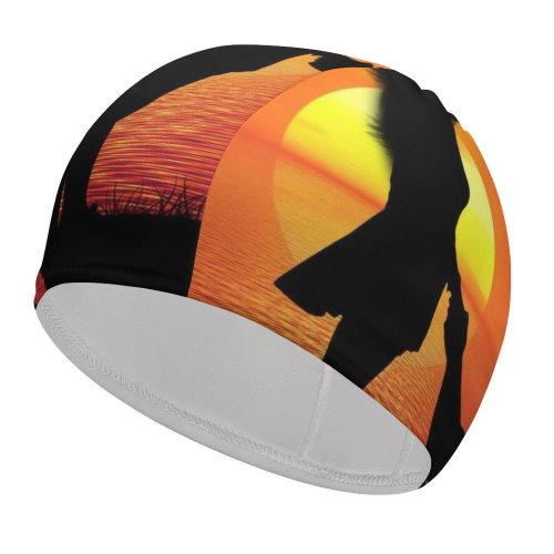 yanfind Swimming Cap Pete Linforth Love Couple Sunset Proposal Silhouette Romantic Lovers Together Elastic,suitable for long and short hair