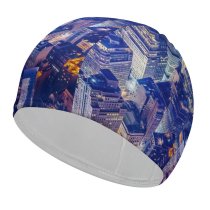 yanfind Swimming Cap Denys Nevozhai York City Aerial Cityscape Nightscape Night Time City Lights Skyscrapers Elastic,suitable for long and short hair