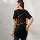 yanfind V Neck T-shirt for Women Technology Dark Windows Abstract Summer Top  Short Sleeve Casual Loose