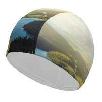 yanfind Swimming Cap Robin Christ Banff National Park Peyto Lake Canadian Rockies Mountains Forest Daylight Elastic,suitable for long and short hair