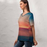 yanfind V Neck T-shirt for Women Windows XP Landscape Hills Morning Light Summer Top  Short Sleeve Casual Loose