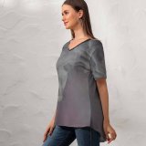 yanfind V Neck T-shirt for Women Dye Splash Acrylic Fog HQ Texture Wallpapers Flowing Wave Drop Grey Summer Top  Short Sleeve Casual Loose