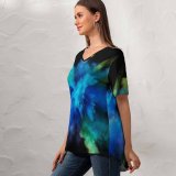 yanfind V Neck T-shirt for Women Burst Splash MacOS Sierra Summer Top  Short Sleeve Casual Loose