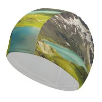 yanfind Swimming Cap Ceresole Reale Summer Mountains Lake Sunny Landscape Italy Elastic,suitable for long and short hair