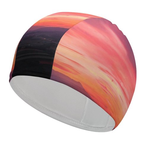 yanfind Swimming Cap Sunset Mountains Countryside  Afterglow Sky Elastic,suitable for long and short hair