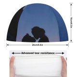 yanfind Swimming Cap Love Couple Silhouette First Kiss Romantic Sunset Elastic,suitable for long and short hair