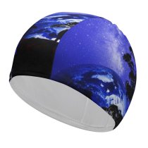 yanfind Swimming Cap Fantasy Love Couple Dream  Night Silhouette Together Romantic Starry Sky Hot Elastic,suitable for long and short hair