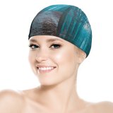 yanfind Swimming Cap Fall Foliage Bare Trees Path Forest Morning Scenic Atmosphere Elastic,suitable for long and short hair