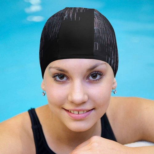yanfind Swimming Cap Abstract Cubes Structure Neon Lighting Hanging Metal Elastic,suitable for long and short hair