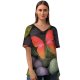 yanfind V Neck T-shirt for Women Butterfly Stones Colorful Focus Pebbles Summer Top  Short Sleeve Casual Loose