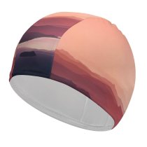 yanfind Swimming Cap RmRadev Sunset  River Mountains Gradient Peach Elastic,suitable for long and short hair