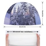 yanfind Swimming Cap Winter Snow Pine Trees Evening Switzerland December Elastic,suitable for long and short hair