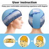 yanfind Swimming Cap PIROD Winter Forest Snow Trees Hill Sky Clear Sky Sky Elastic,suitable for long and short hair