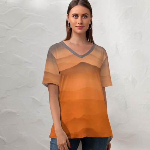 yanfind V Neck T-shirt for Women Trey Ratcliff Yosemite Valley California Sierra Nevada Mountains Aerial Summer Top  Short Sleeve Casual Loose