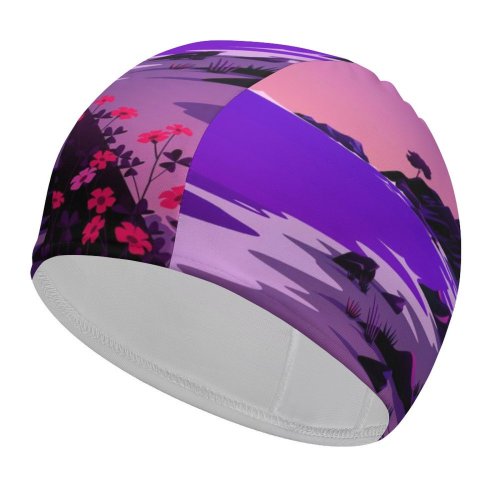 yanfind Swimming Cap Beach Landscape  Sunset Scenery MacOS Big Sur IOS Elastic,suitable for long and short hair