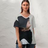 yanfind V Neck T-shirt for Women Boring Prague Wallpapers Grey Czechia Pictures Hate Free Summer Top  Short Sleeve Casual Loose