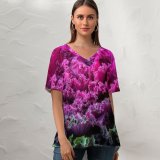 yanfind V Neck T-shirt for Women Joe DeSousa Ornamental Kale Leaves Ornamental Cabbage Plant Summer Top  Short Sleeve Casual Loose