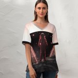 yanfind V Neck T-shirt for Women Gerro Space Astronaut Void ScFi Space Suit Space Adventure Summer Top  Short Sleeve Casual Loose