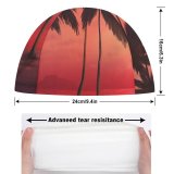 yanfind Swimming Cap Sunset Tropical Trees Silhouette Dawn Warm Elastic,suitable for long and short hair