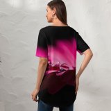 yanfind V Neck T-shirt for Women Flowers Daisy Gerbera Daisy Dew Drops Droplets Summer Top  Short Sleeve Casual Loose