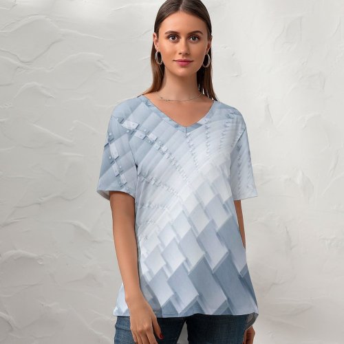 yanfind V Neck T-shirt for Women Otto Berkeley Summer Pavilion Serpentine Galleries Modern Architecture Interior Abstract Vanishing Point Summer Top  Short Sleeve Casual Loose